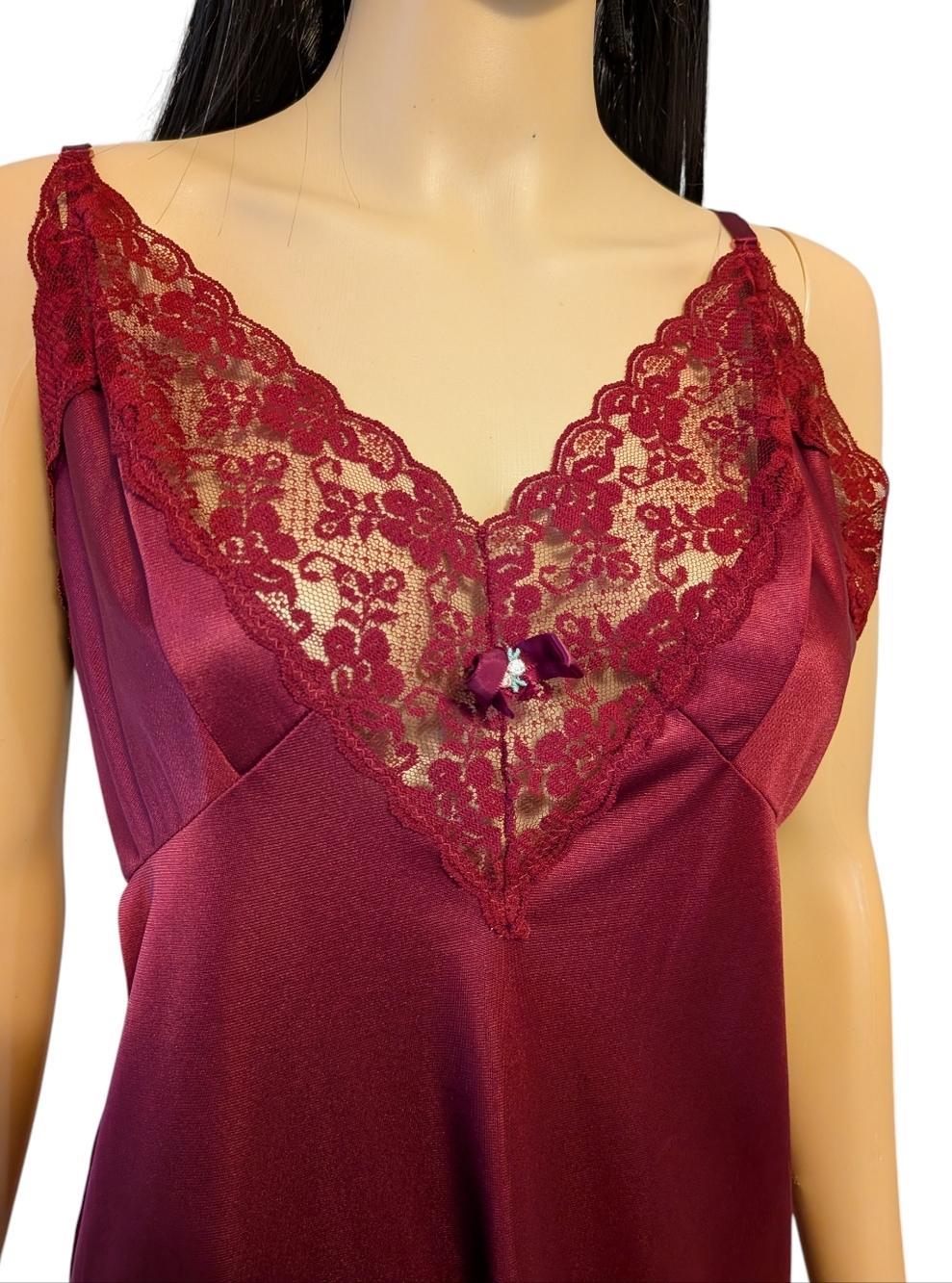 Vintage Slip Burgundy Women's Size 38 - Picture 3 of 11